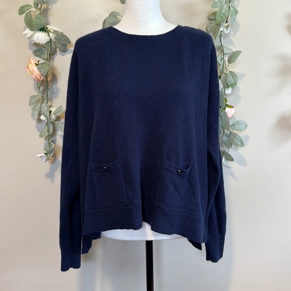 NORDSTROM SIGNATURE Navy Cashmere Sweater - Picture 1 of 6